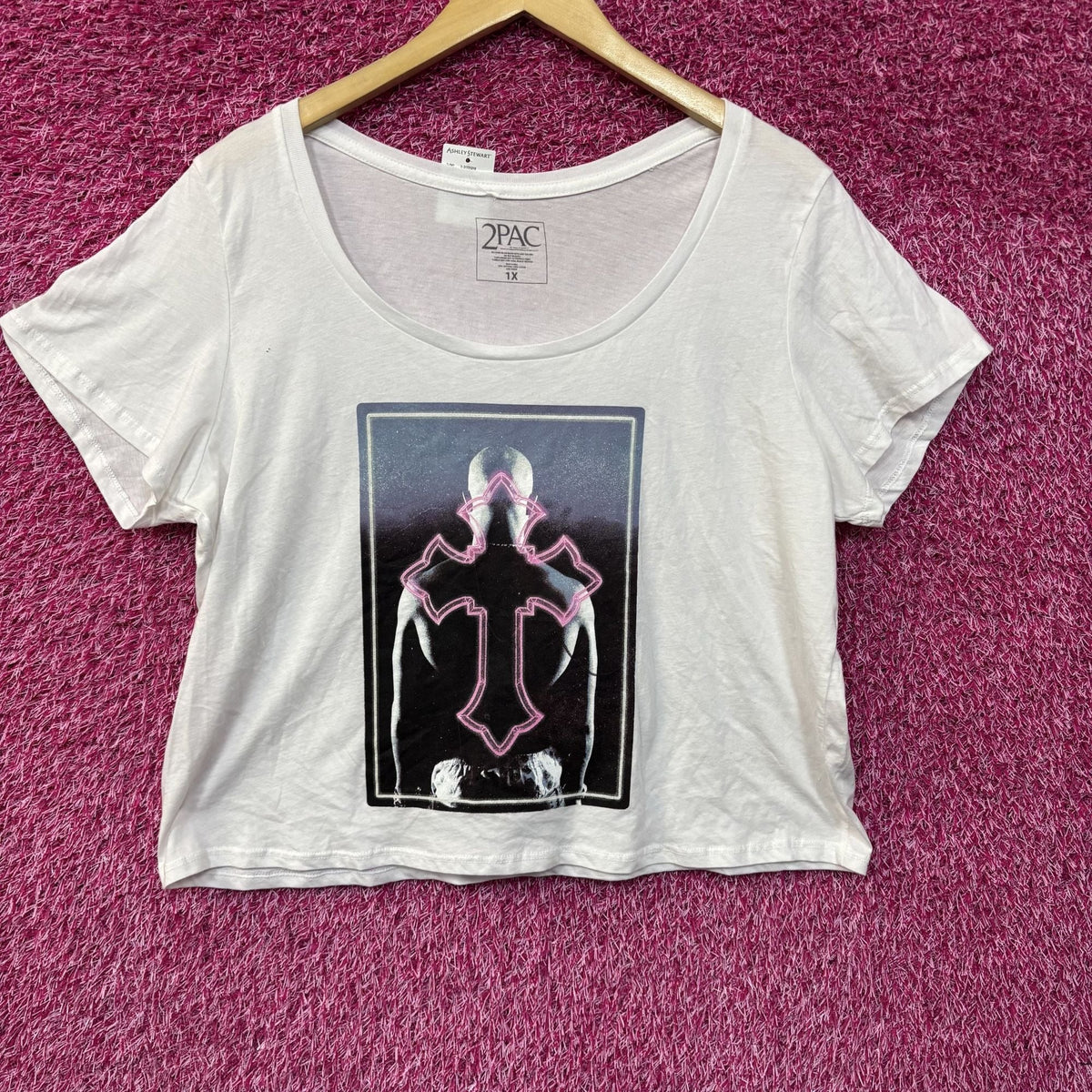 2pac Only god Can Judge Me Neon Pink Cross Rap Crop-top product image 1