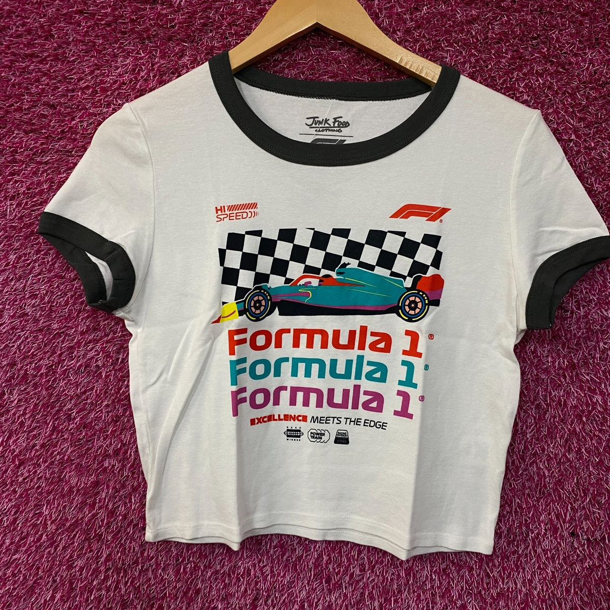Junk Food Women's Formula 1 Finish Line Crop T-shirt Large product image 1