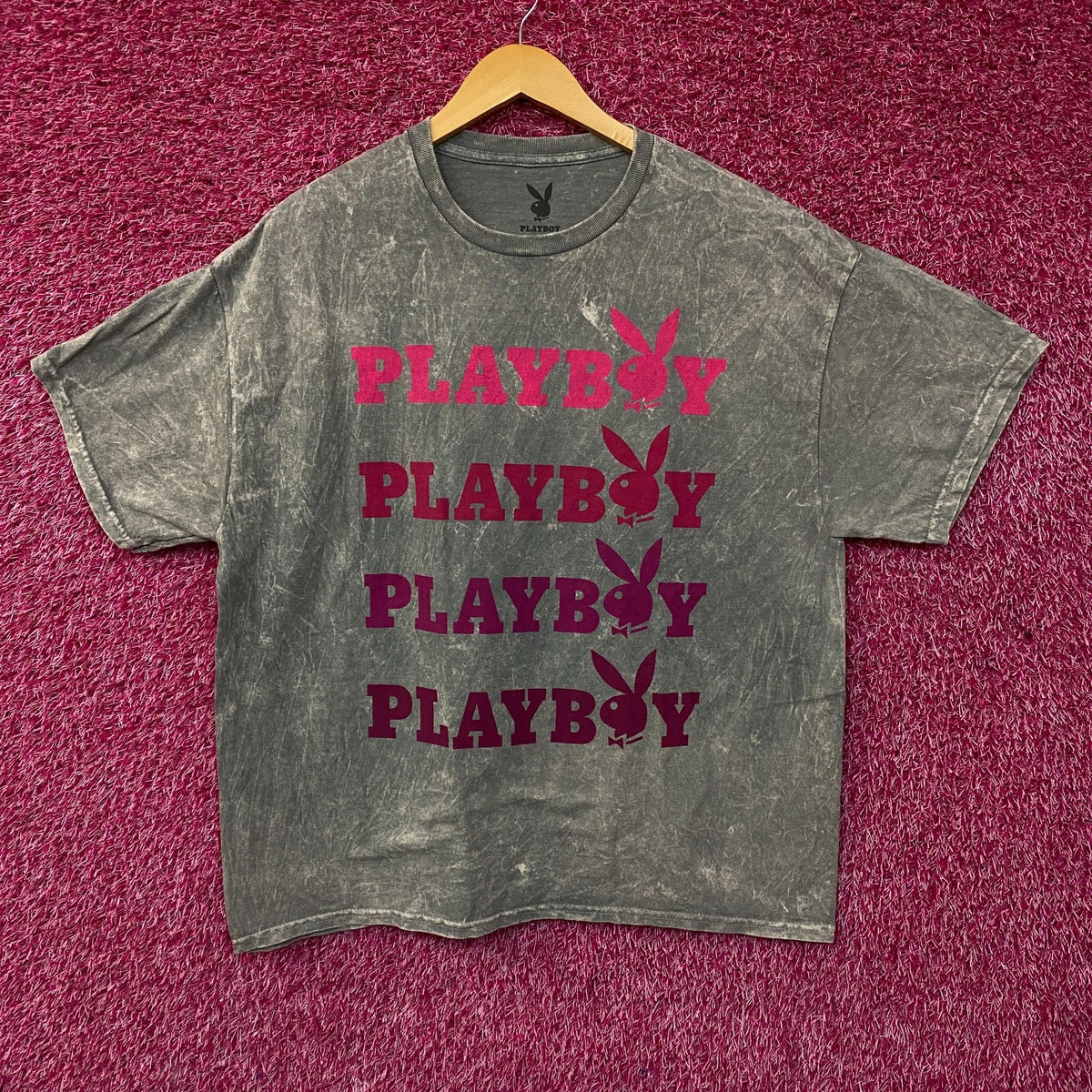 Playboy Stacked Logo Acid Wash Graphic T-Shirt XL product image 1
