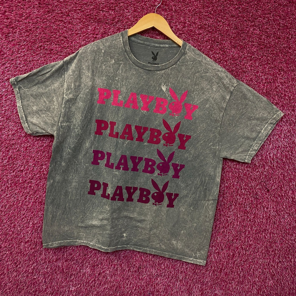 Playboy Stacked Logo Acid Wash Graphic T-Shirt XL product image 3
