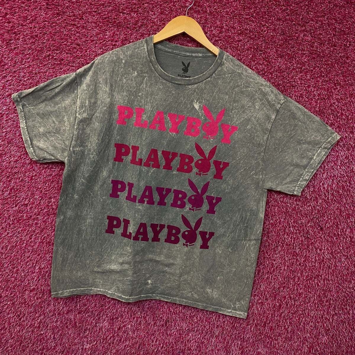 Playboy Stacked Logo Acid Wash Graphic T-Shirt XL product image 3