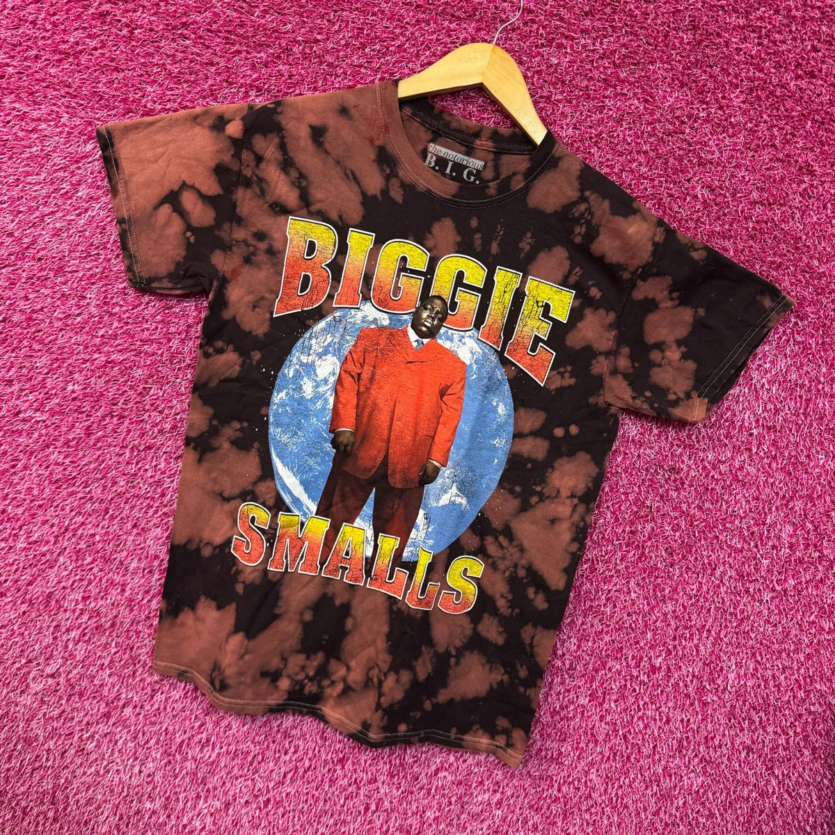 Biggie Smalls Kingpin of Planet Earth Hip Hop Bleach Dye M product image 3