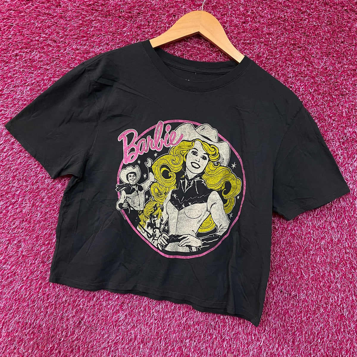 Junk Food Barbie Cowgirl Retro Graphic Women's Green Crop product image 3
