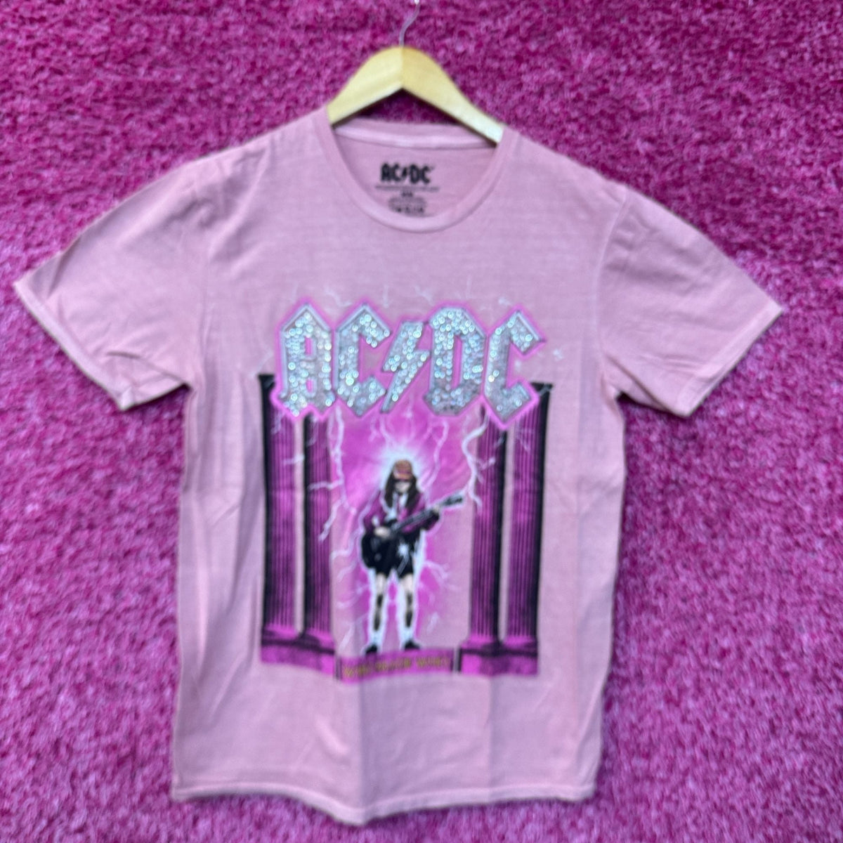 AC/DC Who Made Album Art Bedazzled Hard Rock Band Tee M product image 1