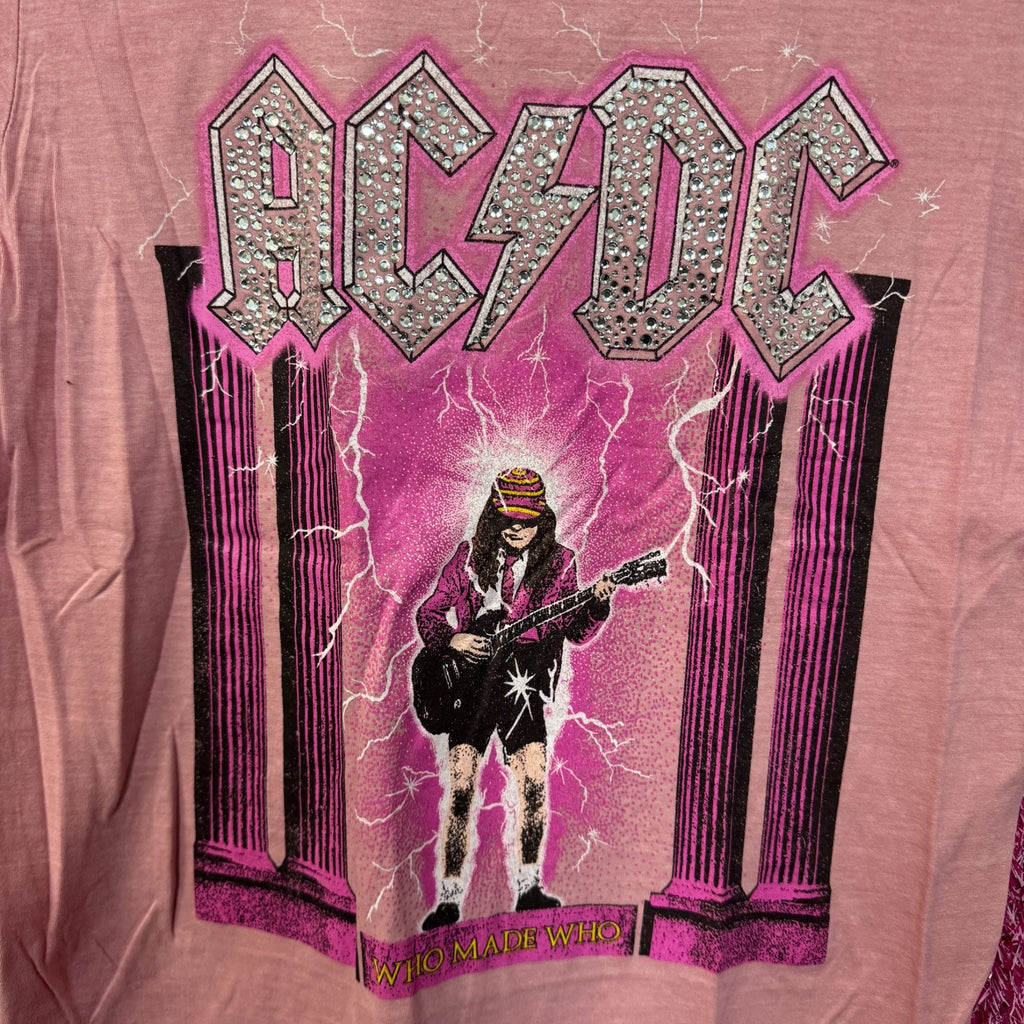 AC/DC Who Made Album Art Bedazzled Hard Rock Band Tee M product image 2