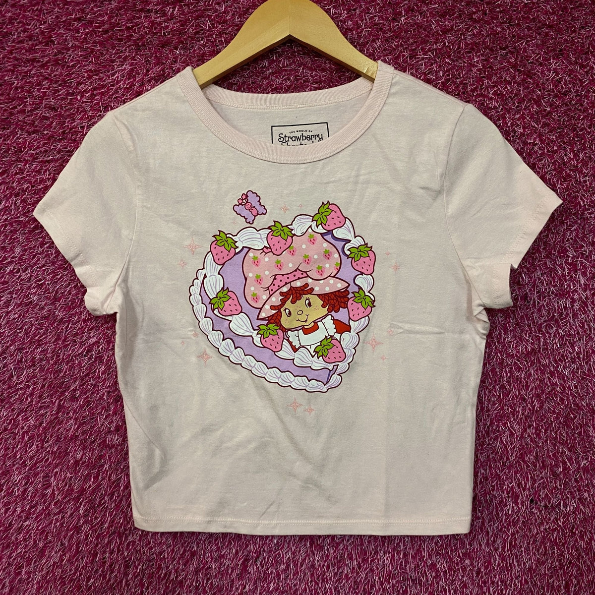 Strawberry Shortcake Heart Cake Glitter Women's Baby Tee product image 1