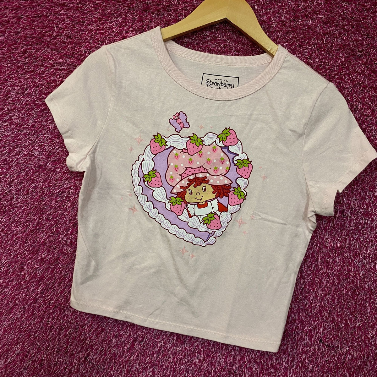 Strawberry Shortcake Heart Cake Glitter Women's Baby Tee product image 3