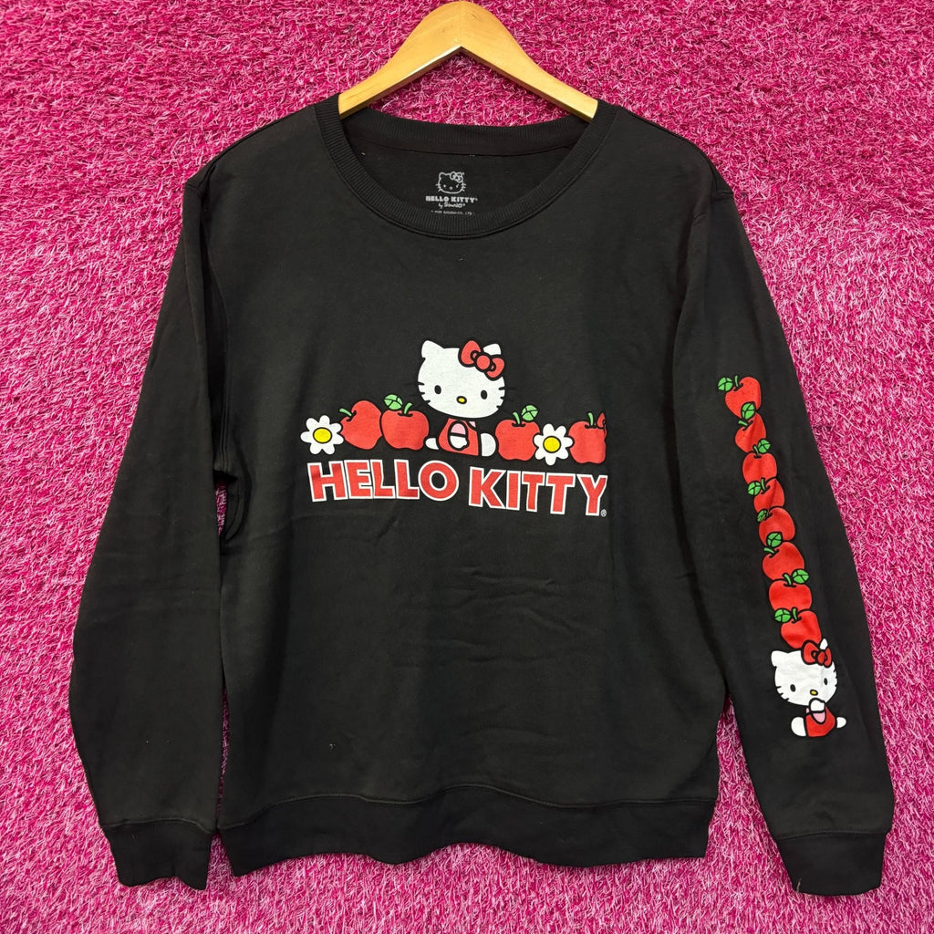 Hello Kitty Red Apples & Daisies Sanrio Kawaii Crewneck L