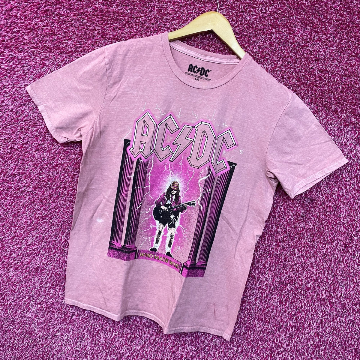 AC/DC Who Made Album Art Bedazzled Hard Rock Band Tee large product image 3