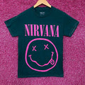 Nirvana Pink Smiley Grunge Band Graphic T-Shirt Small product image 1