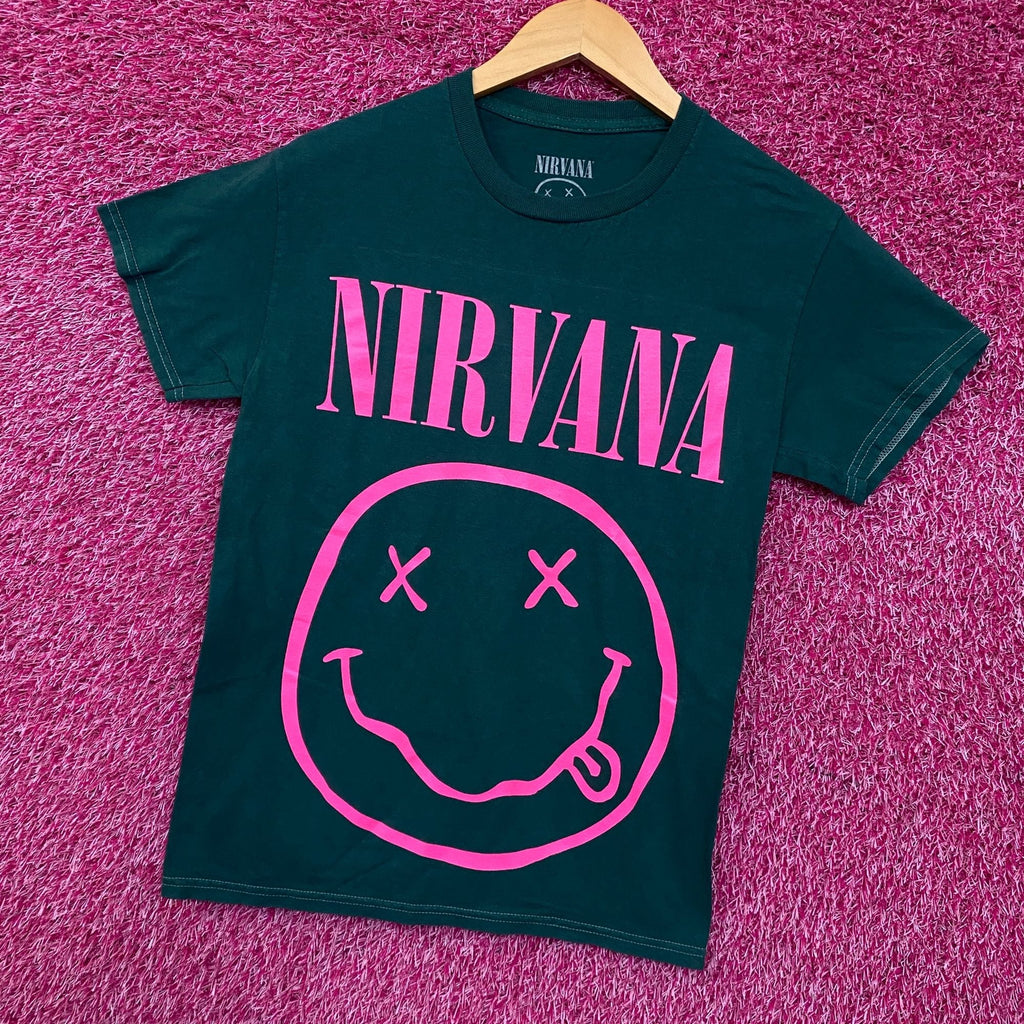 Nirvana Pink Smiley Grunge Band Graphic T-Shirt Small product image 3