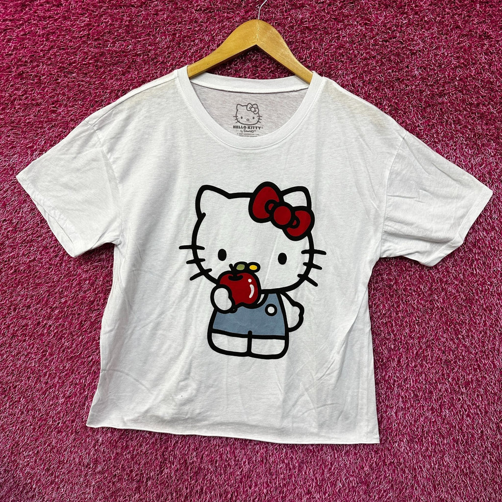 Hello Kitty Eating an Apple Kawaii Sanrio Anime Crop Top L product image 1