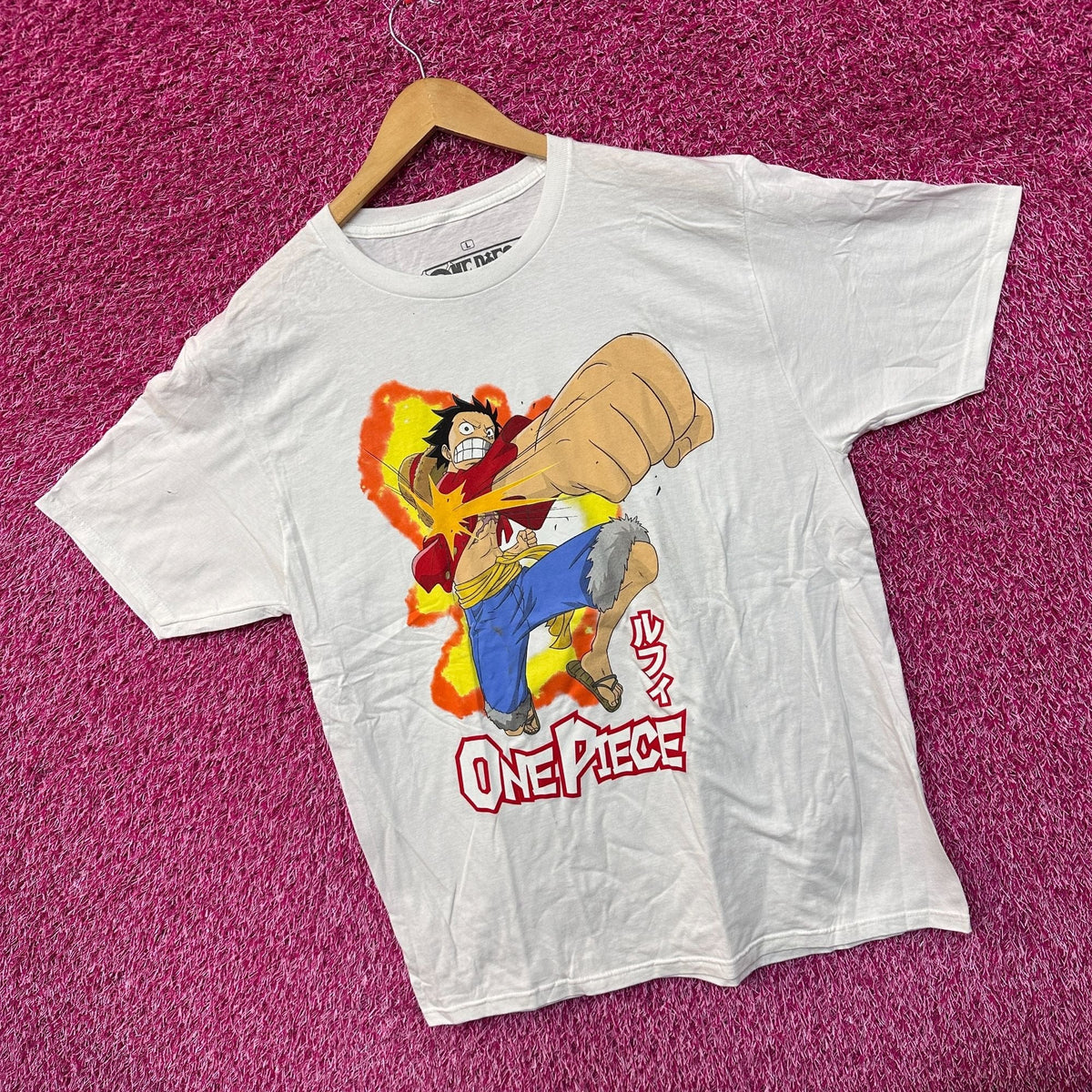 One Piece Luffy D Monke Super Elastic Punch Anime Tee L product image 3