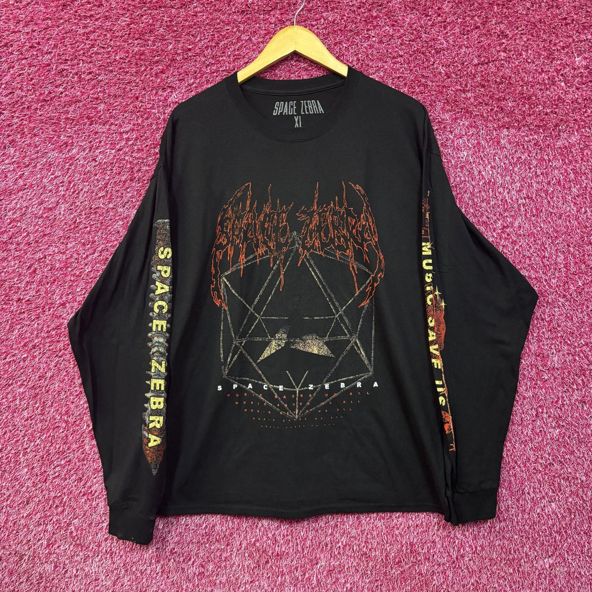 Space Zebra Music Saves Us Long Sleeve black T-Shirt XL product image 1