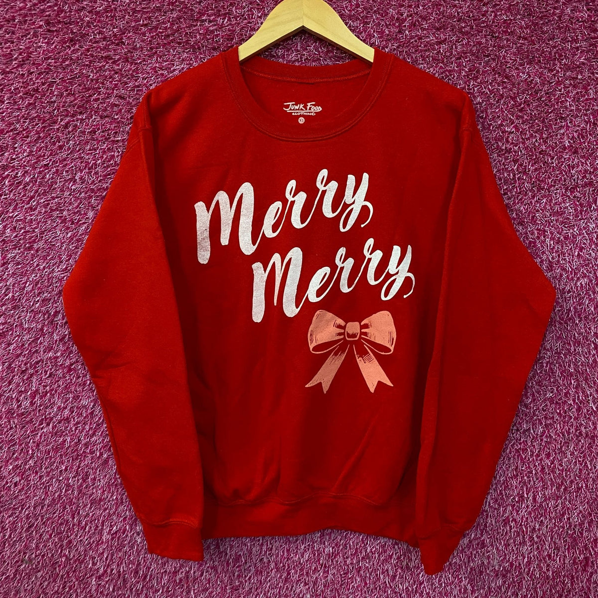 Junk Food Merry Graphic Fleece Sweatshirt XS product image 1